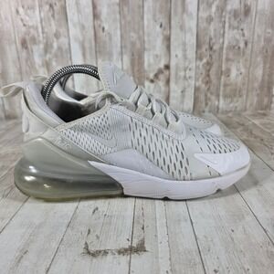 Nike Air Max 270 Triple White Mesh Sneakers 943345-103 Womens 8 / 6.5Y
